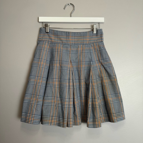 Parker blue orange and white plain pleated mini skirt size 3 made in USA - Picture 4 of 10